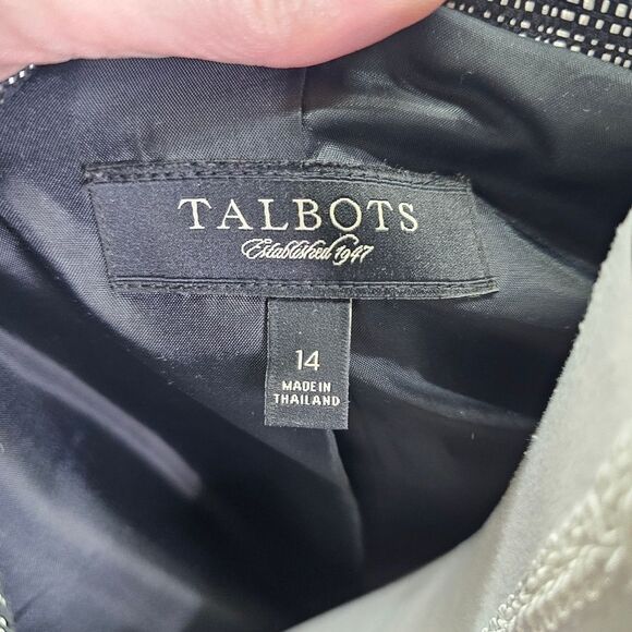 Talbots Black Plaid Quarter Sleeve Button Front Blazer Jacket Size 14 - Picture 8 of 13